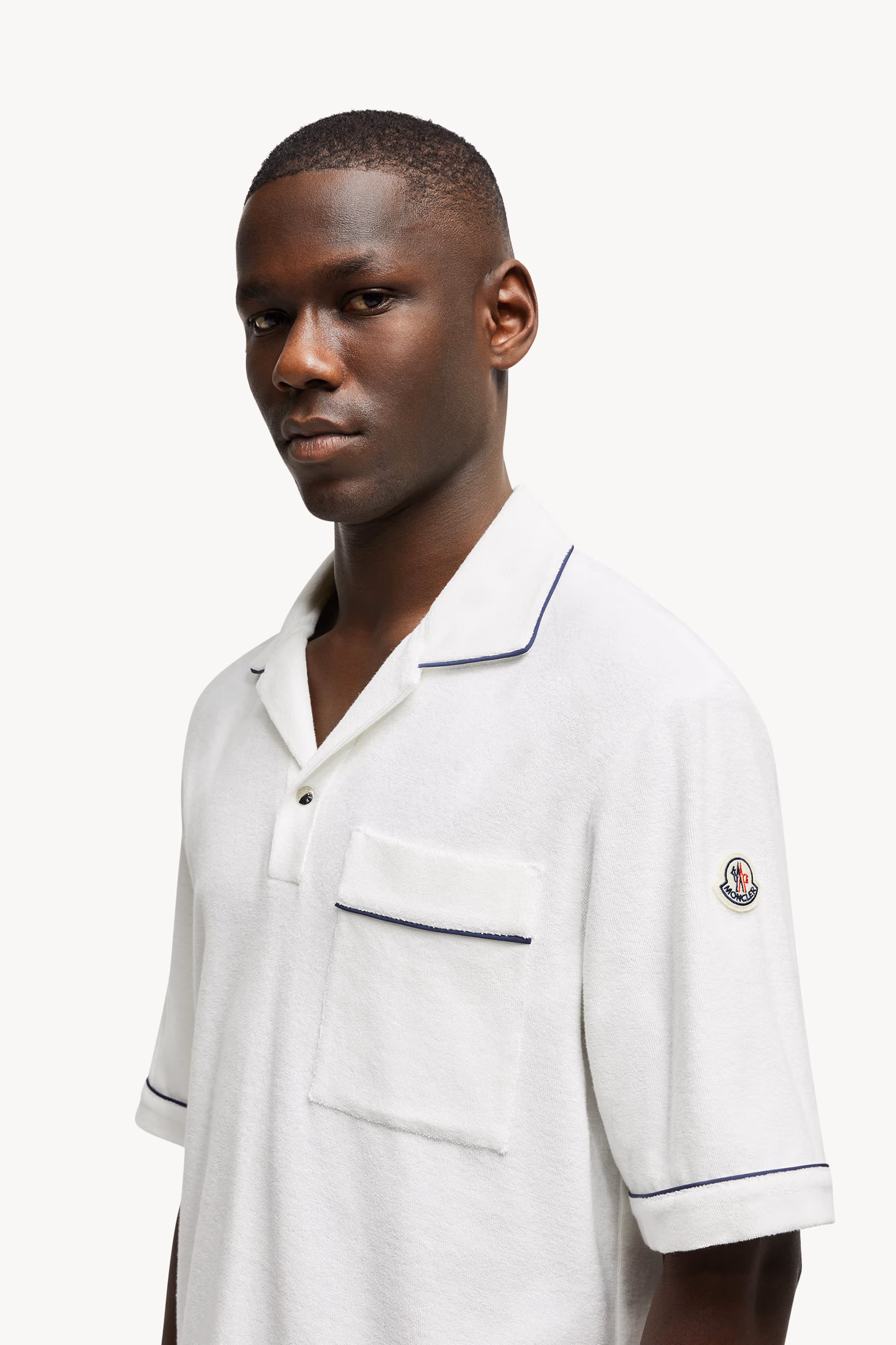 Polo de tejido de rizo de algodón Hombre Blanco Moncler 4
